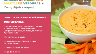 Recetario Clan GIST Chile: Hummus de Habas con Palitos de Verduras